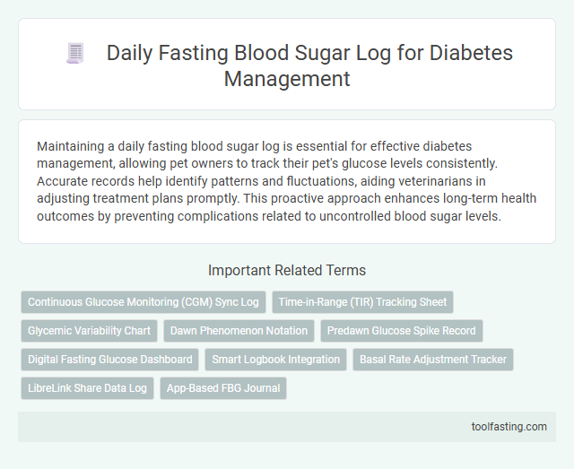 Daily Fasting Blood Sugar Log for Diabetes Management