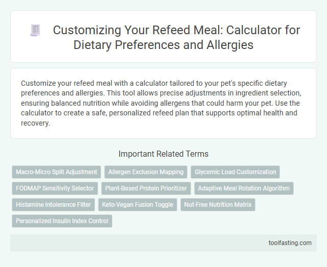 Customizing Your Refeed Meal: Calculator for Dietary Preferences and Allergies