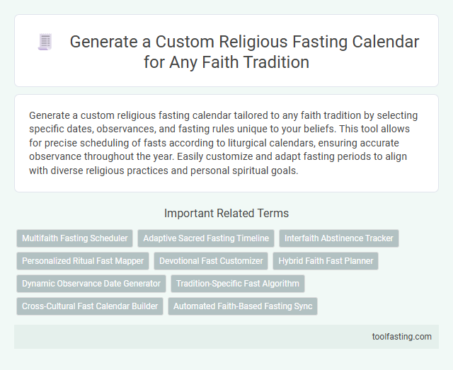 Generate a Custom Religious Fasting Calendar for Any Faith Tradition