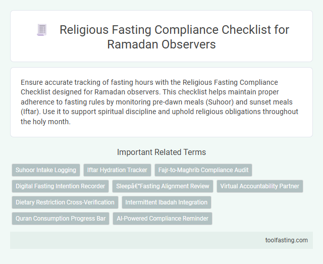 Religious Fasting Compliance Checklist for Ramadan Observers