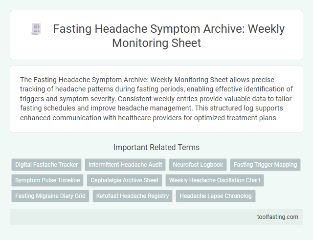 Fasting Headache Symptom Archive: Weekly Monitoring Sheet